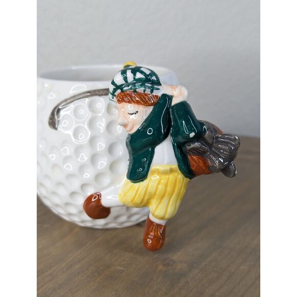 Vintage 1992 OCI Ceramic Golf Ball Golfer Mug Pen Holder Desk Organizer Omnibus - Picture 4 of 10